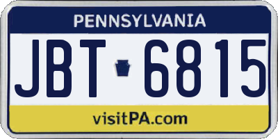 PA license plate JBT6815