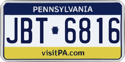 PA license plate JBT6816
