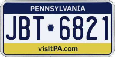 PA license plate JBT6821