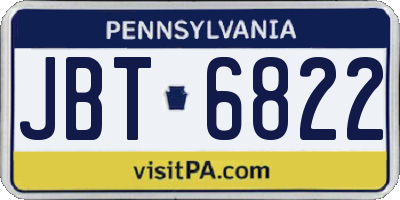 PA license plate JBT6822