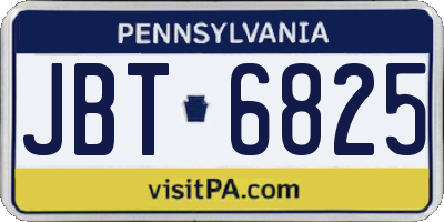 PA license plate JBT6825