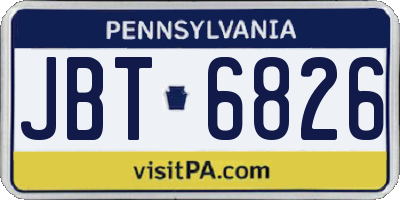 PA license plate JBT6826