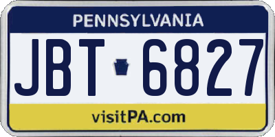 PA license plate JBT6827