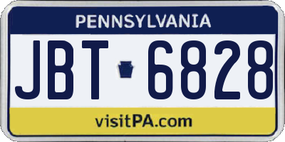 PA license plate JBT6828