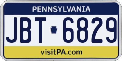 PA license plate JBT6829