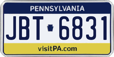 PA license plate JBT6831