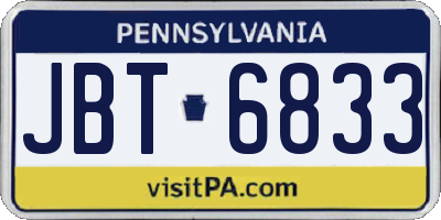 PA license plate JBT6833