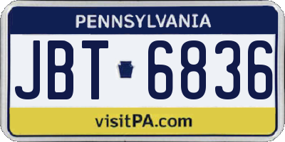 PA license plate JBT6836