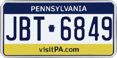 PA license plate JBT6849
