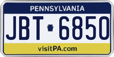 PA license plate JBT6850
