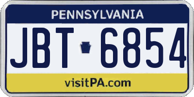 PA license plate JBT6854
