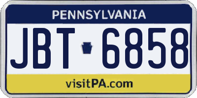 PA license plate JBT6858