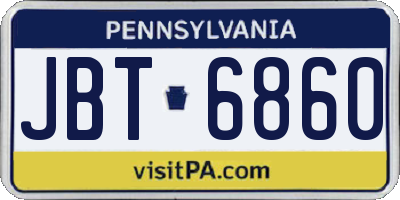 PA license plate JBT6860