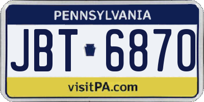 PA license plate JBT6870