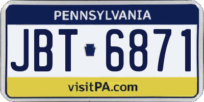 PA license plate JBT6871