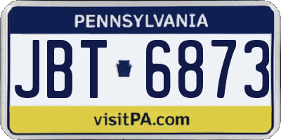 PA license plate JBT6873