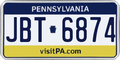 PA license plate JBT6874