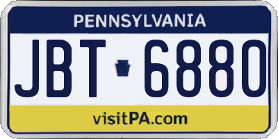 PA license plate JBT6880