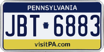 PA license plate JBT6883