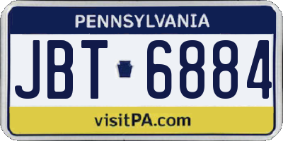 PA license plate JBT6884