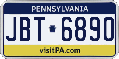 PA license plate JBT6890