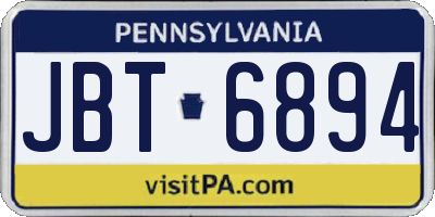 PA license plate JBT6894