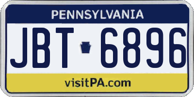 PA license plate JBT6896