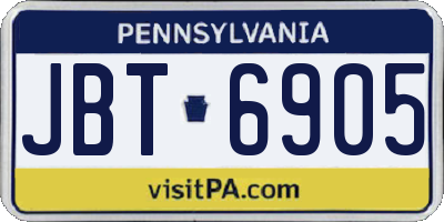 PA license plate JBT6905