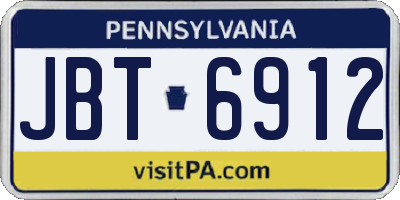 PA license plate JBT6912