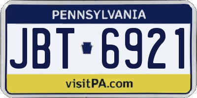 PA license plate JBT6921