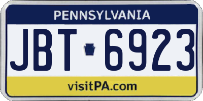 PA license plate JBT6923