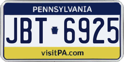 PA license plate JBT6925