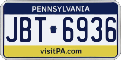 PA license plate JBT6936