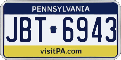 PA license plate JBT6943