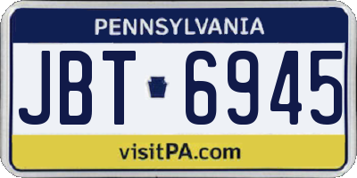 PA license plate JBT6945