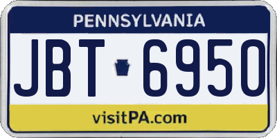 PA license plate JBT6950