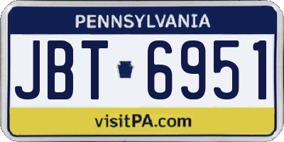 PA license plate JBT6951