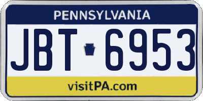 PA license plate JBT6953