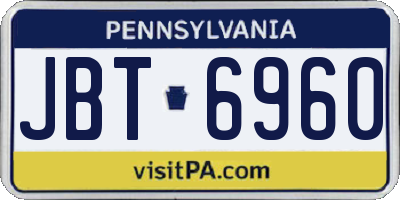 PA license plate JBT6960