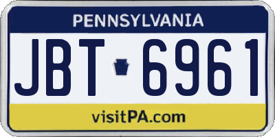 PA license plate JBT6961