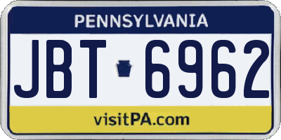 PA license plate JBT6962