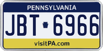 PA license plate JBT6966