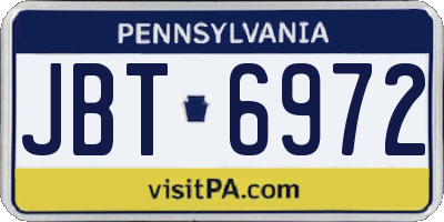 PA license plate JBT6972