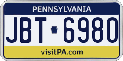 PA license plate JBT6980