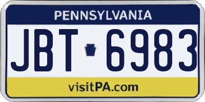 PA license plate JBT6983