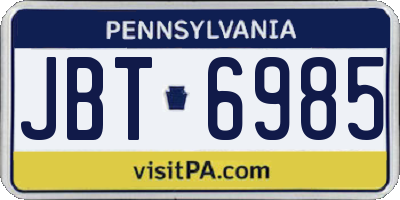 PA license plate JBT6985