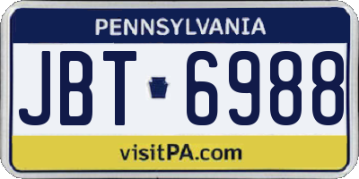 PA license plate JBT6988