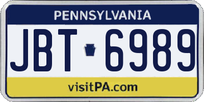 PA license plate JBT6989