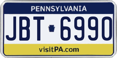 PA license plate JBT6990
