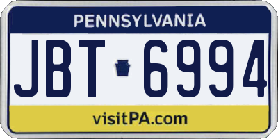 PA license plate JBT6994